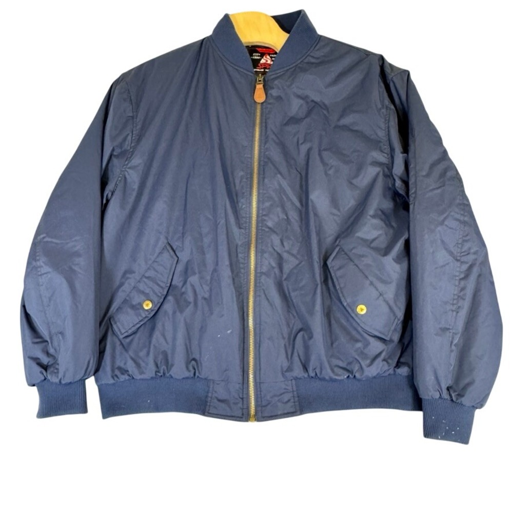 Spire Mens Bomber Jacket Navy Blue Water Resistant Orange Quilted Lining 5XL